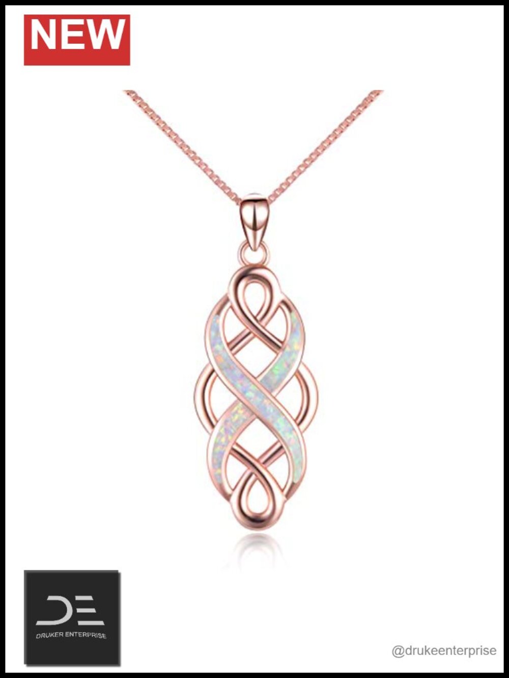 Celtic Knot Created Opal Pendant Necklace Sterling Silver 18"